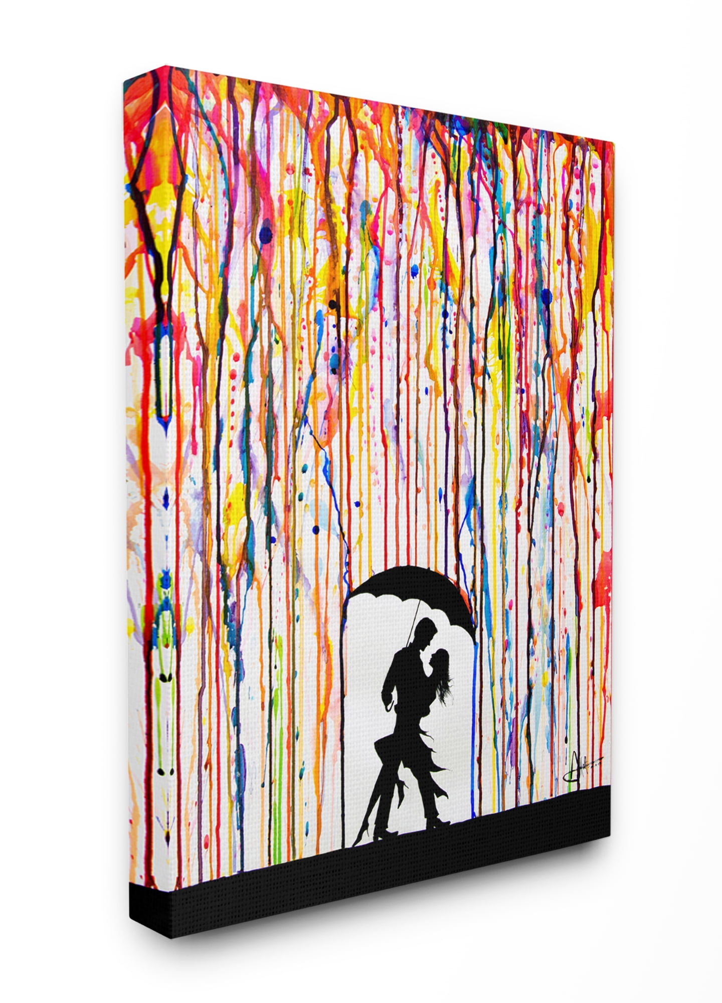 Stupell IndustriesMelting Colors Rainbow Rain Drops Umbrella Dancing SilhouetteCanvas Wall Art by Marc Allante