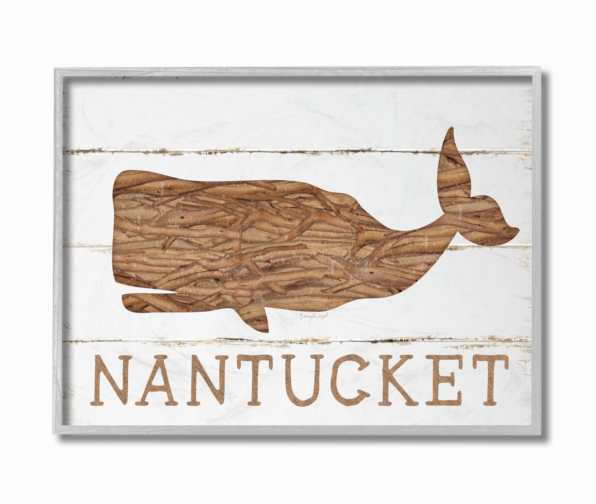 Nantucket Whale Brown and White Canvas Print
