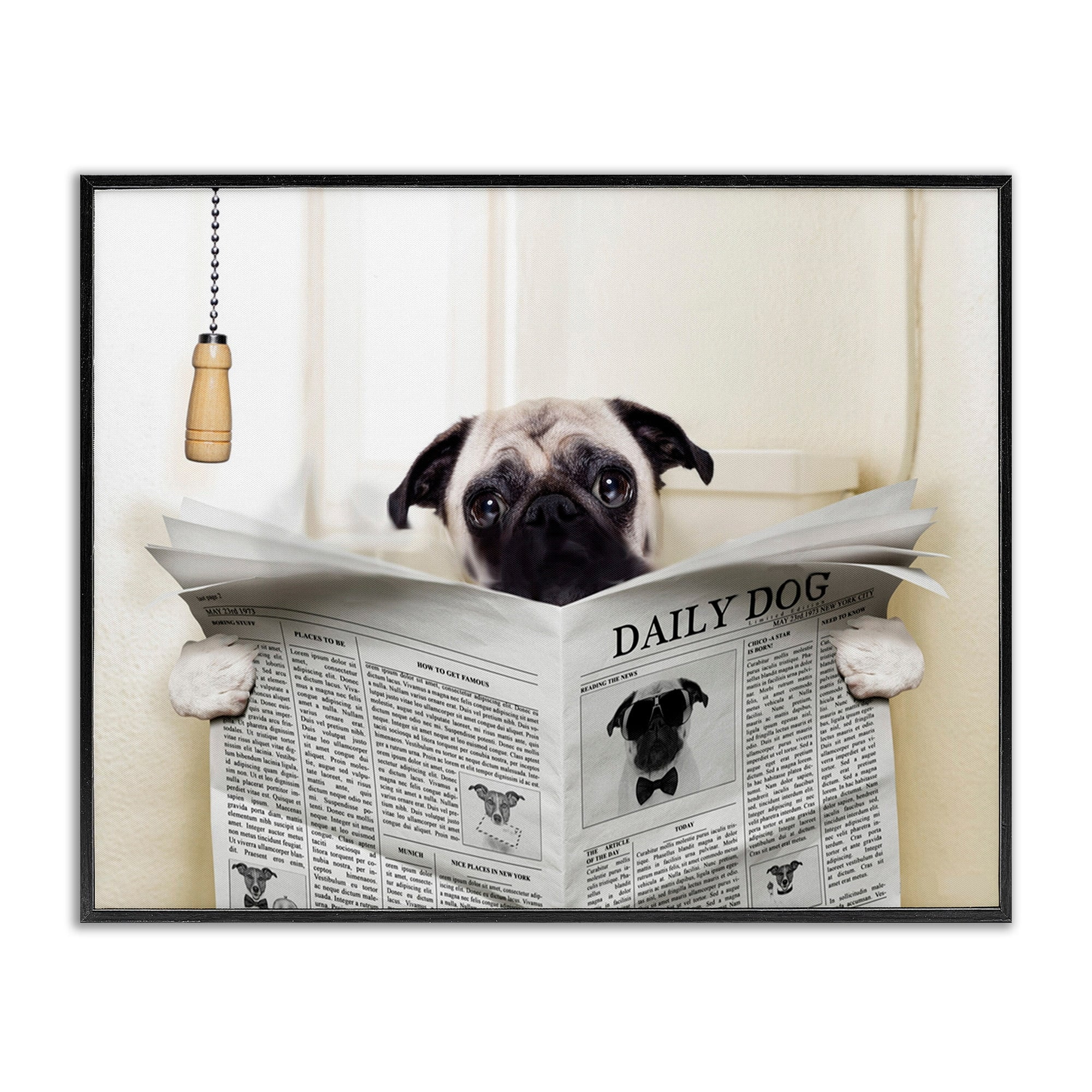 Stupell IndustriesPug Reading Newspaper in BathroomFramed Wall Art by In House Artist