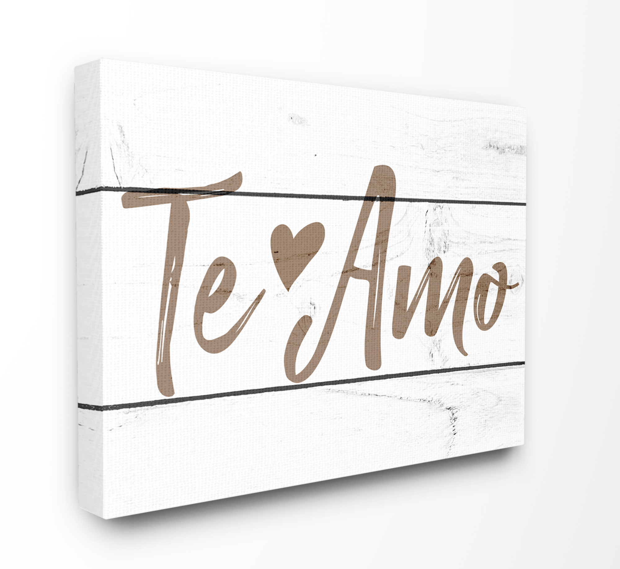 Stupell IndustriesRustic Minimal Te Amo White Planked Spanish TypographyCanvas Wall Art by Daphne Polselli