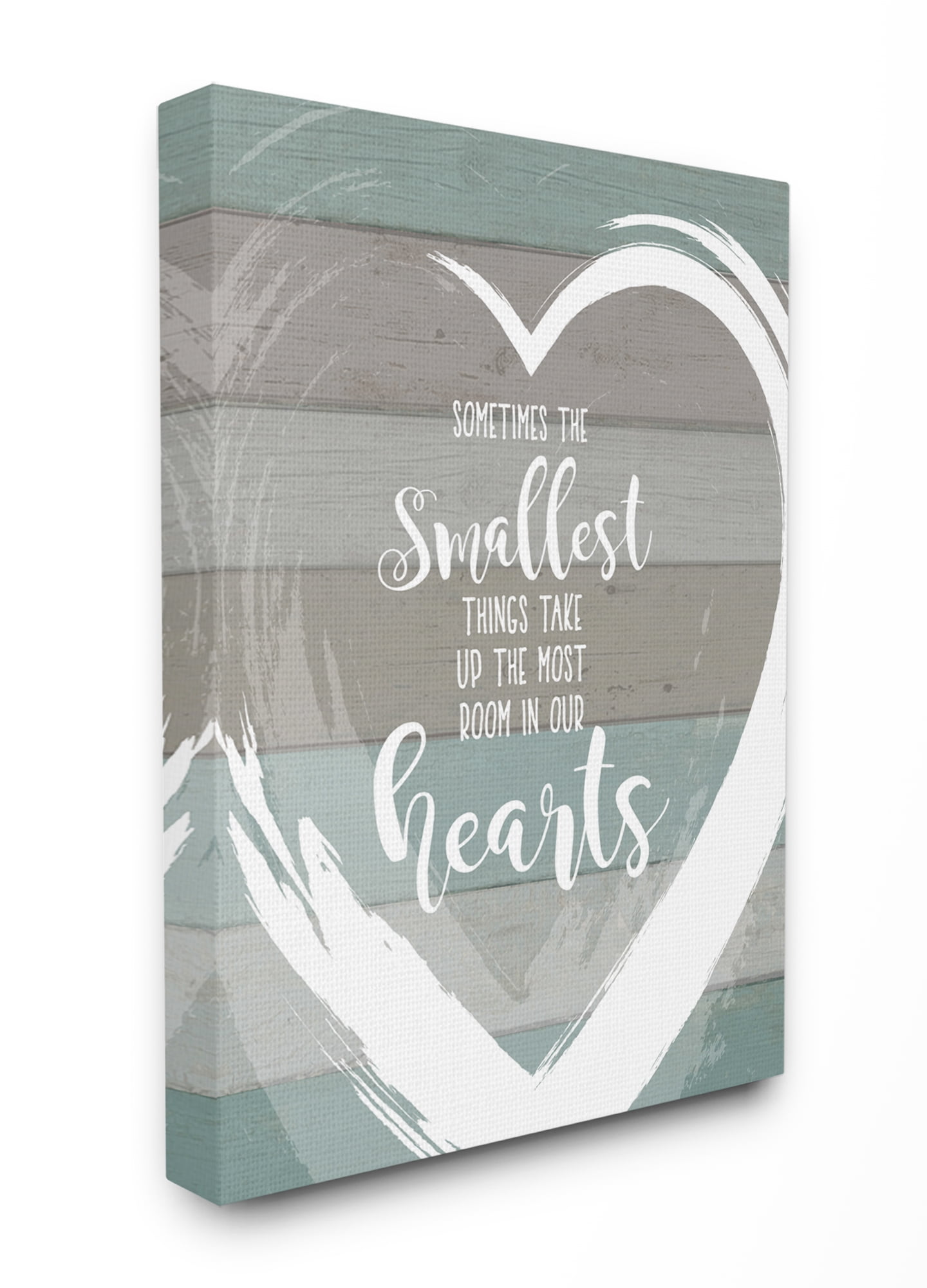 Stupell IndustriesSmallest Things Most Room In Heart PlankedCanvas Wall Art by Lettered and Lined