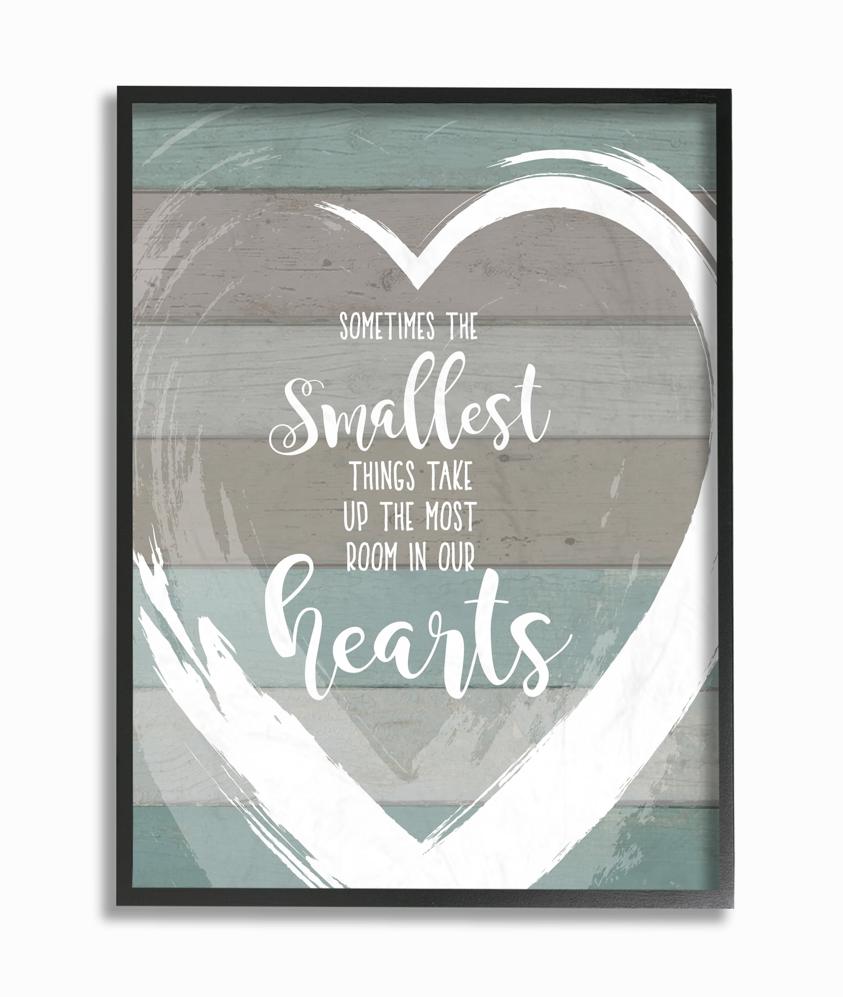 Stupell IndustriesSmallest Things Most Room In Heart PlankedFramed Wall Art by Lettered and Lined