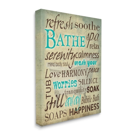Stupell IndustriesStupell Industries Bathe Wash Your Worries Typography Bathroom Wall ArtCanvas Wall Art by Carole Stevens