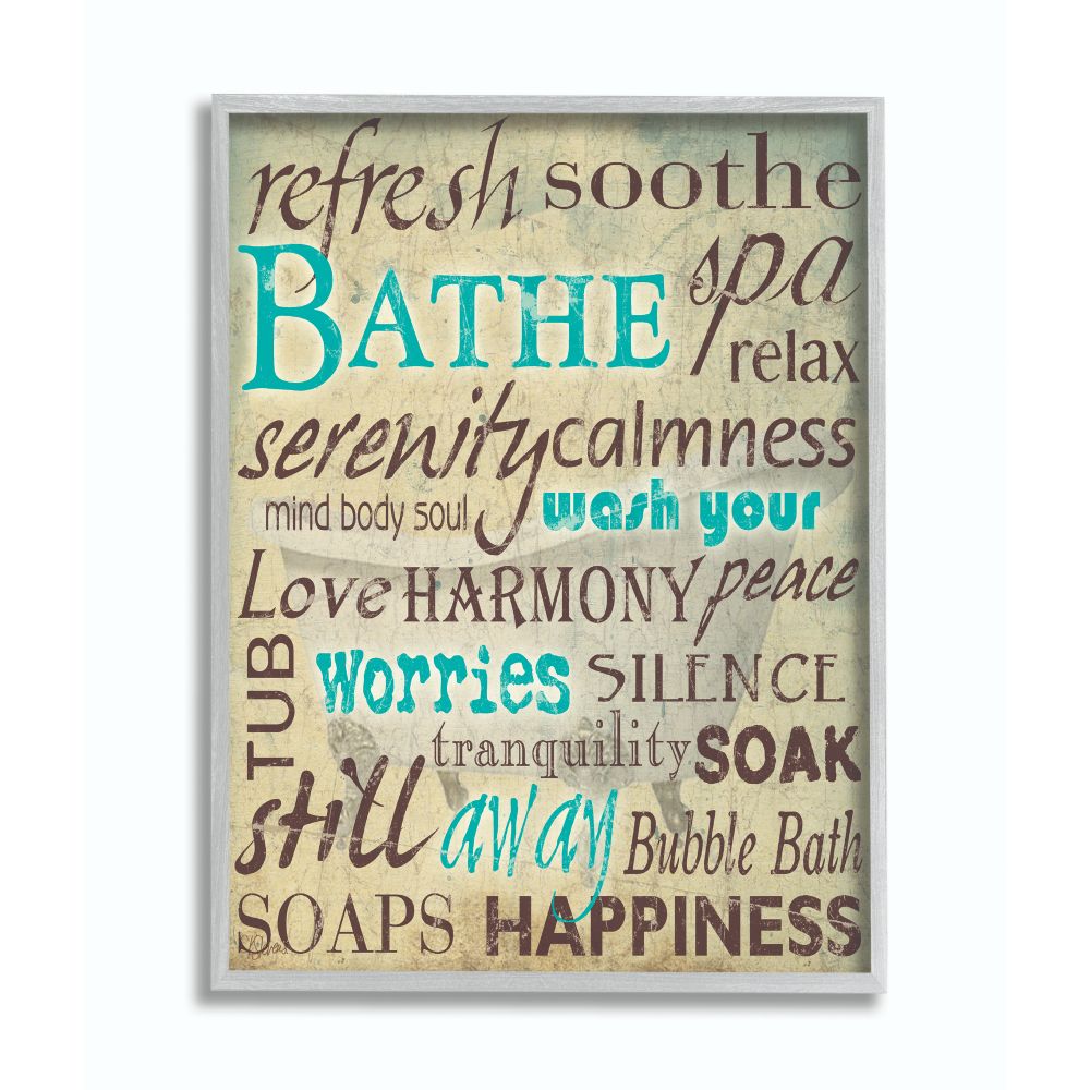 Stupell IndustriesStupell Industries Bathe Wash Your Worries Typography Bathroom Wall ArtFramed Wall Art by Carole Stevens