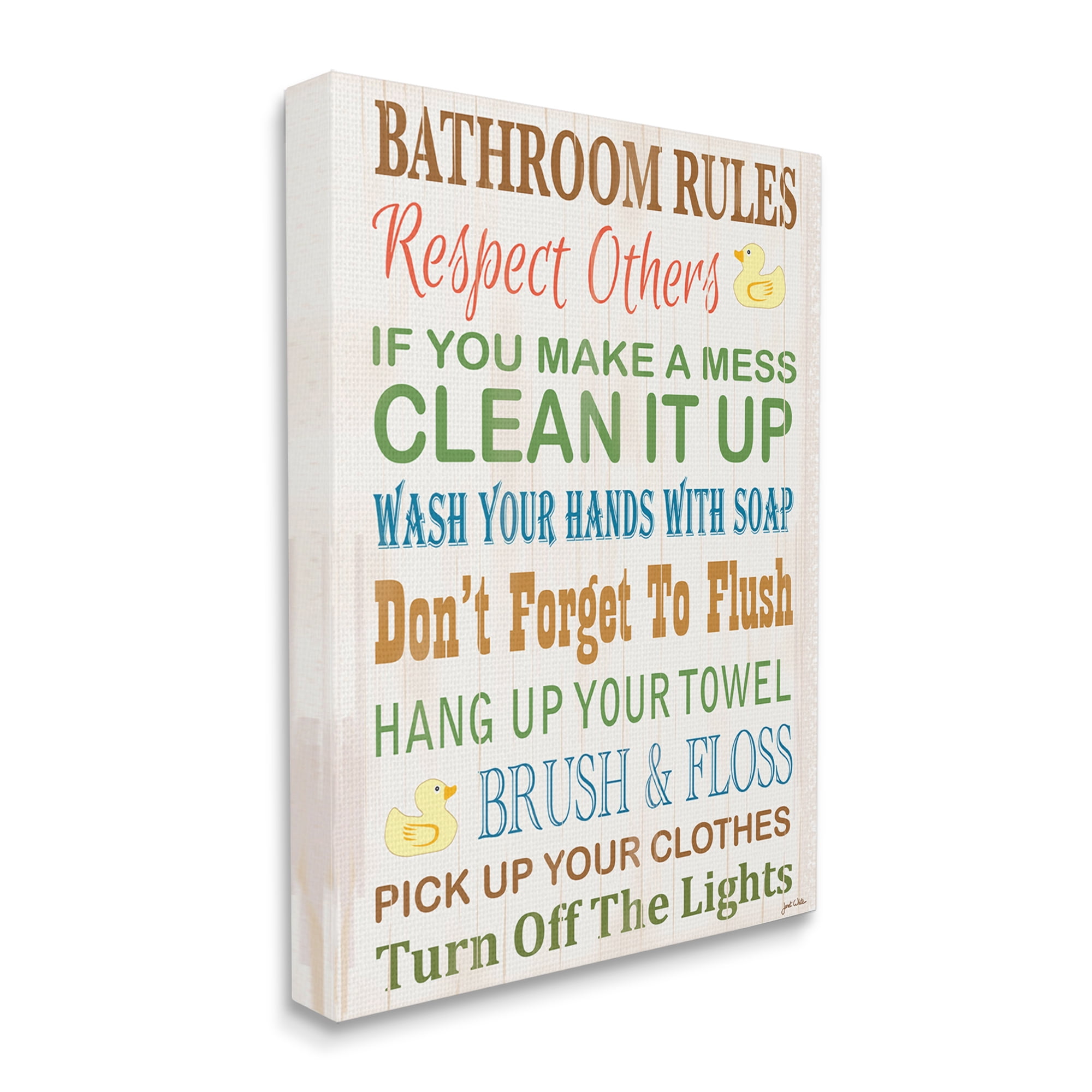 Stupell IndustriesStupell Industries Rules Typography Rubber Ducky Bathroom Wall ArtCanvas Wall Art by Janet White