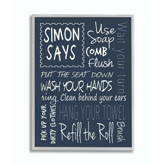 Stupell IndustriesStupell Industries Simon Says Bath Rules Chalkboard Bathroom Wall ArtFramed Wall Art by Regina Nouvel