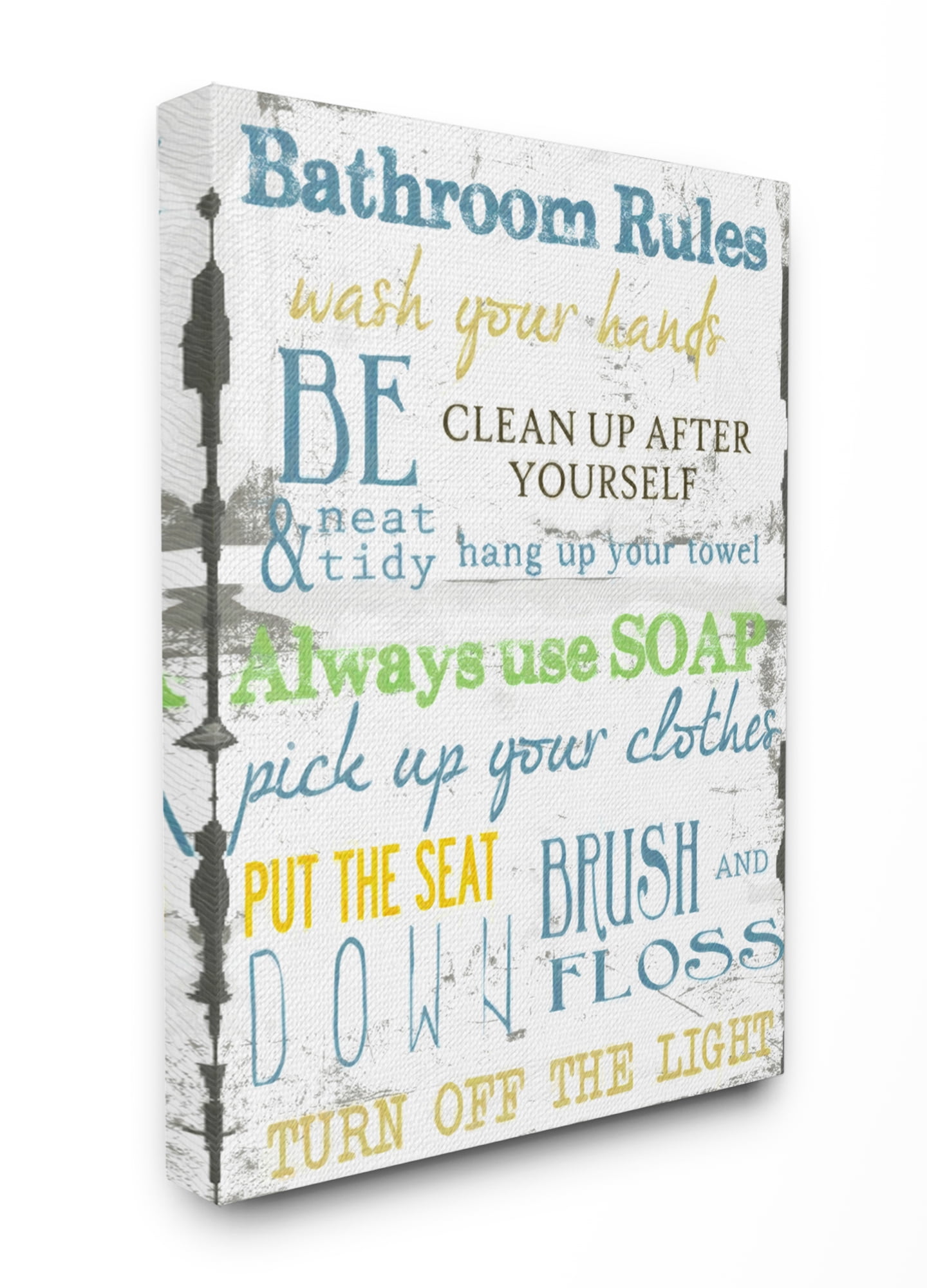 Stupell IndustriesThe Stupell Home Decor 'Bathroom Rules ' Typography BathroomCanvas Wall Art by Taylor Greene