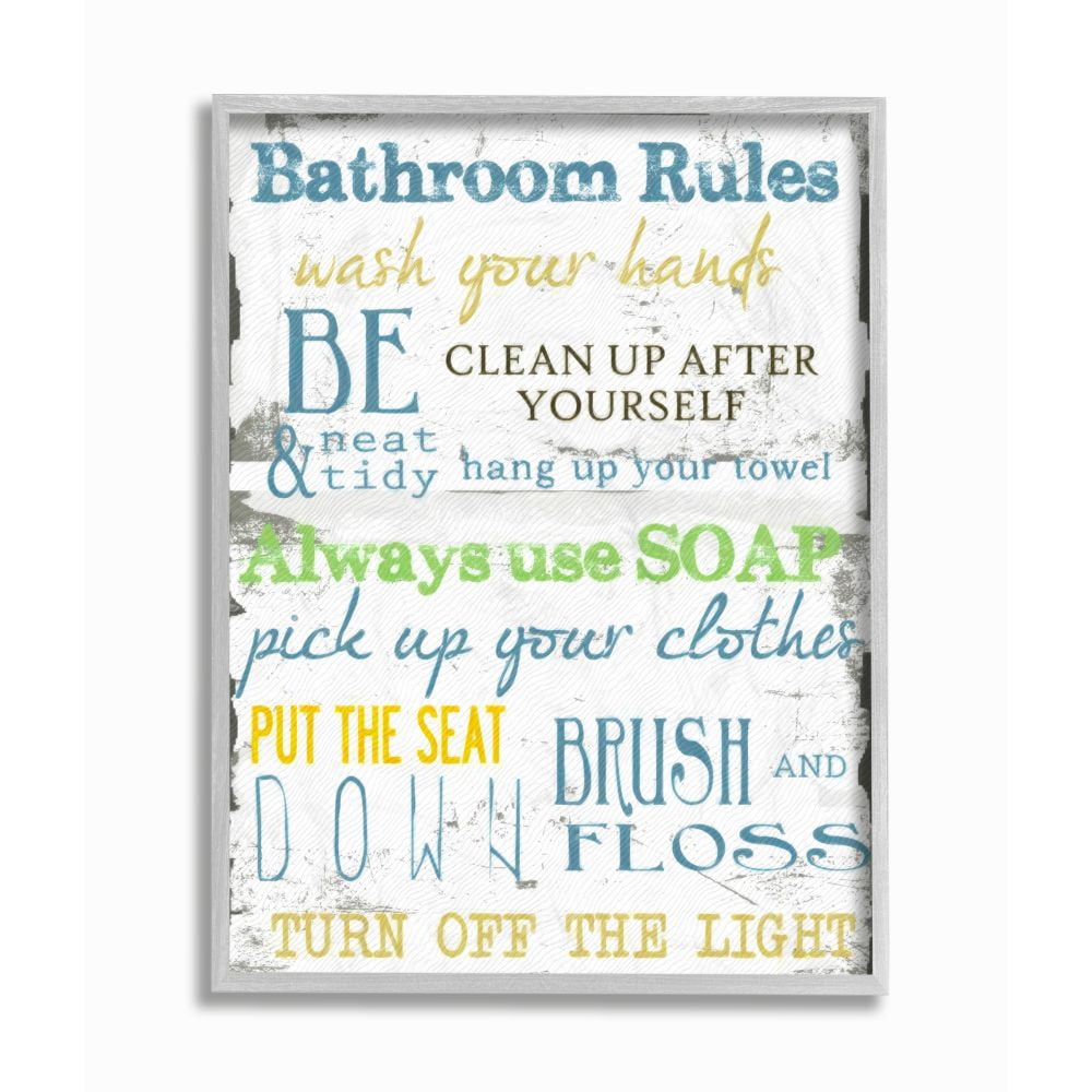 Stupell IndustriesThe Stupell Home Decor 'Bathroom Rules ' Typography BathroomFramed Wall Art by Taylor Greene