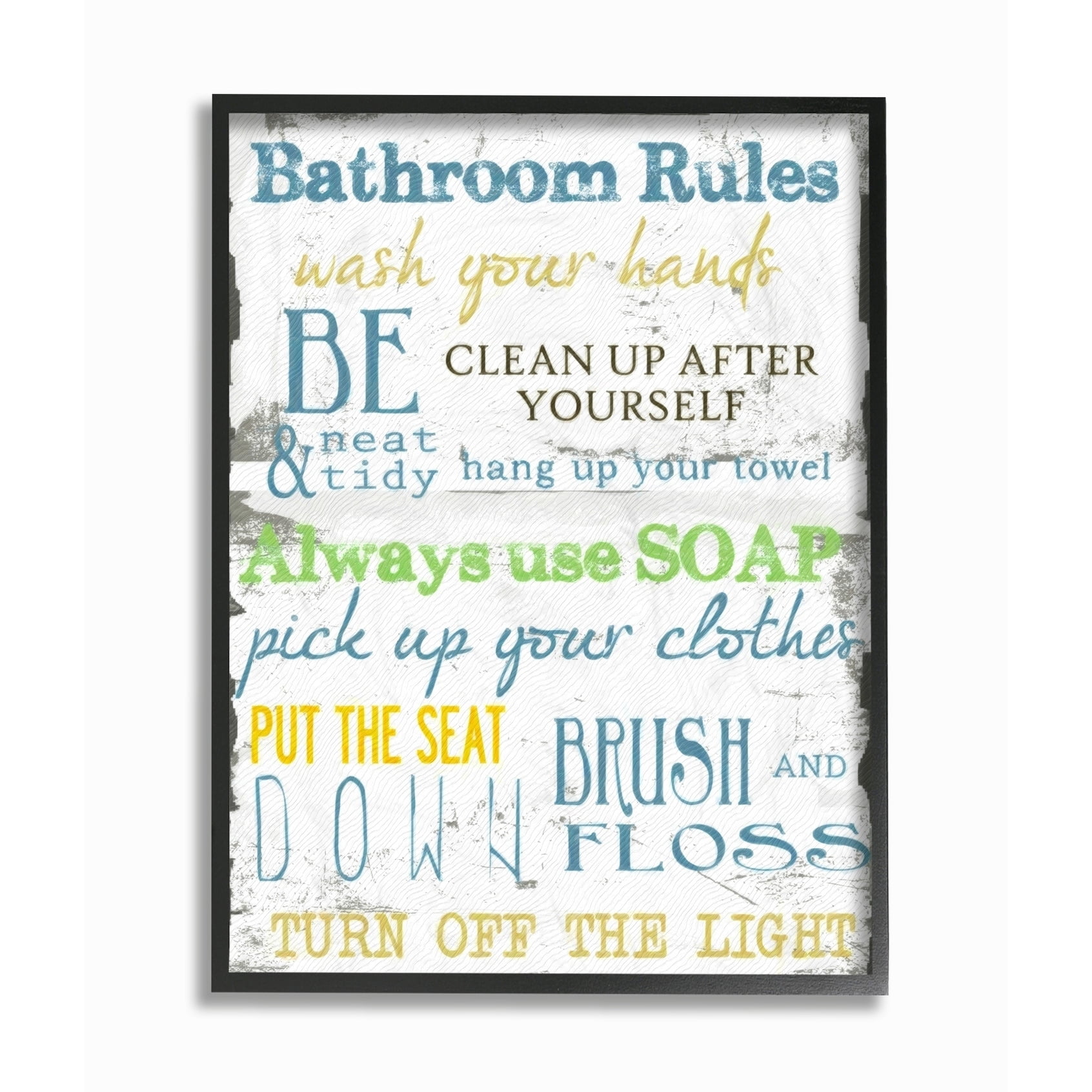 Stupell IndustriesThe Stupell Home Decor 'Bathroom Rules ' Typography BathroomFramed Wall Art by Taylor Greene