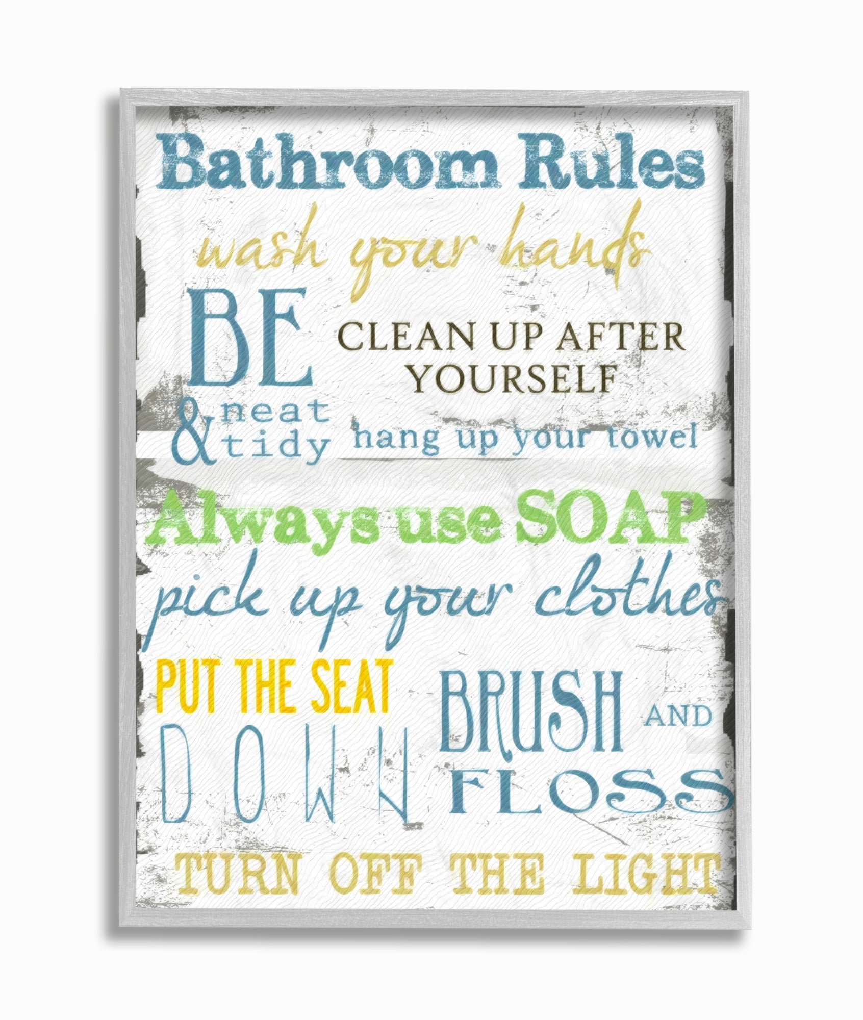 Stupell IndustriesThe Stupell Home Decor 'Bathroom Rules ' Typography BathroomFramed Wall Art by Taylor Greene