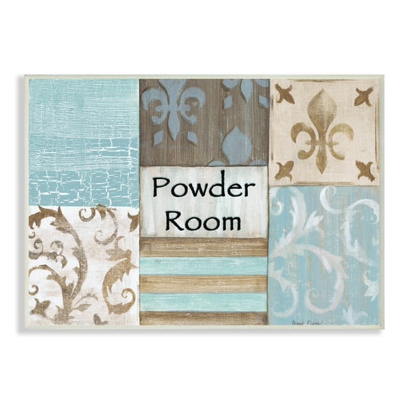Stupell IndustriesThe Stupell Home Decor Collection Fleur de Lis Powder Room Blue, Brown and Beige BathroomWall Plaqueby Bonnie Wrublesky