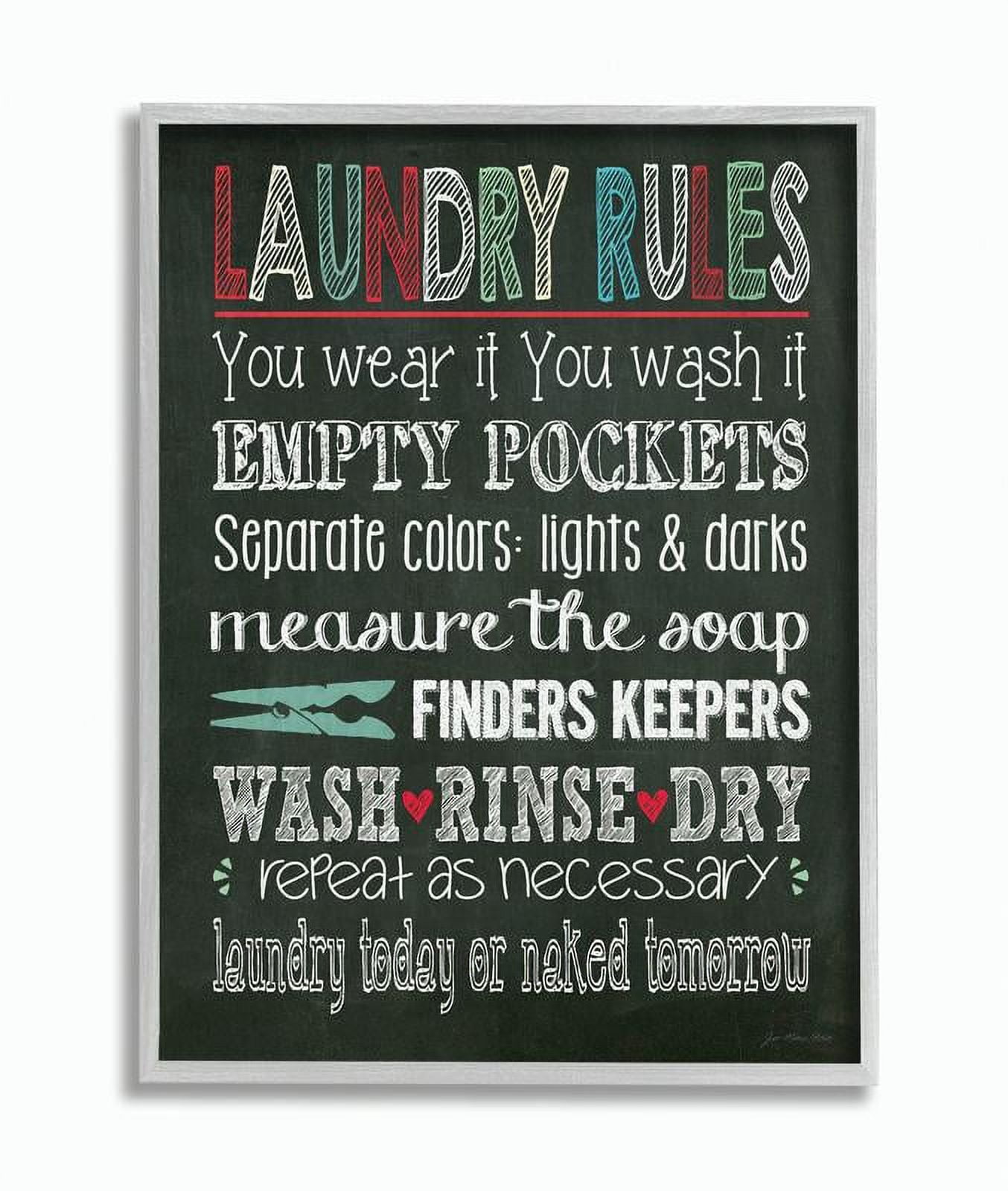 Stupell IndustriesThe Stupell Home Decor Laundry Rules Typography Chalkboard BathroomFramed Wall Art by Jo Moulton