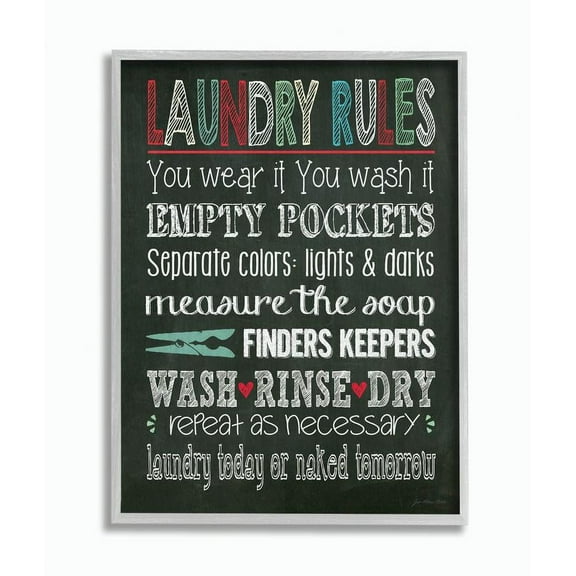 Stupell IndustriesThe Stupell Home Decor Laundry Rules Typography Chalkboard BathroomFramed Wall Art by Jo Moulton