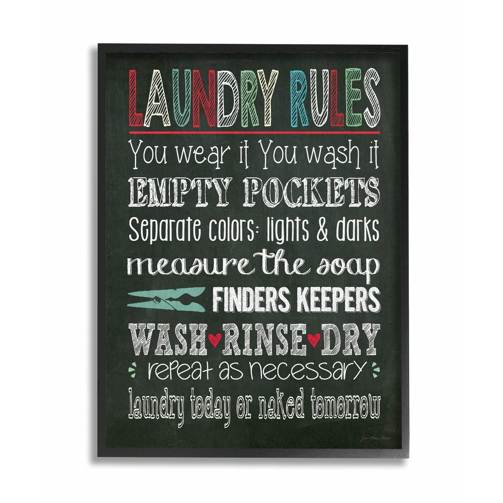Stupell IndustriesThe Stupell Home Decor Laundry Rules Typography Chalkboard BathroomFramed Wall Art by Jo Moulton