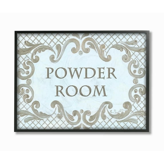 Stupell IndustriesThe Stupell Home Decor Powder Room Aqua And Gold Lattice BathroomFramed Wall Art by Jane Keltner