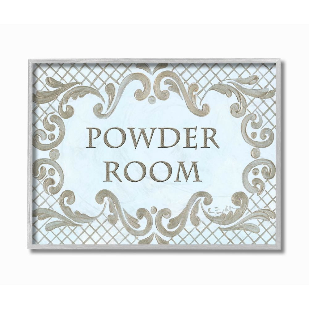 Stupell IndustriesThe Stupell Home Decor Powder Room Aqua And Gold Lattice BathroomFramed Wall Art by Jane Keltner