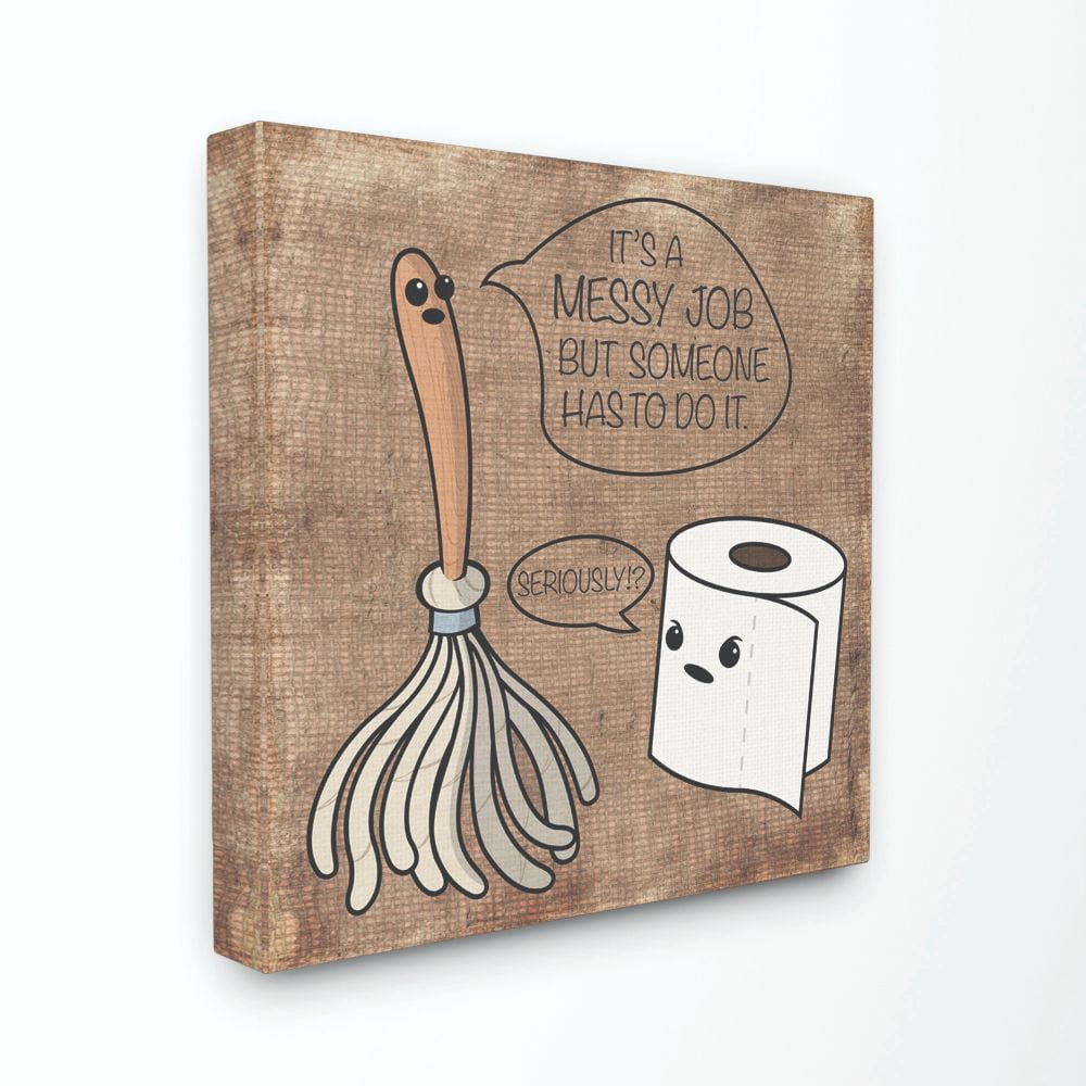 Stupell IndustriesToilet Paper and Mop Cartoon Humor BathCanvas Wall Art by Enrique Rodriquez