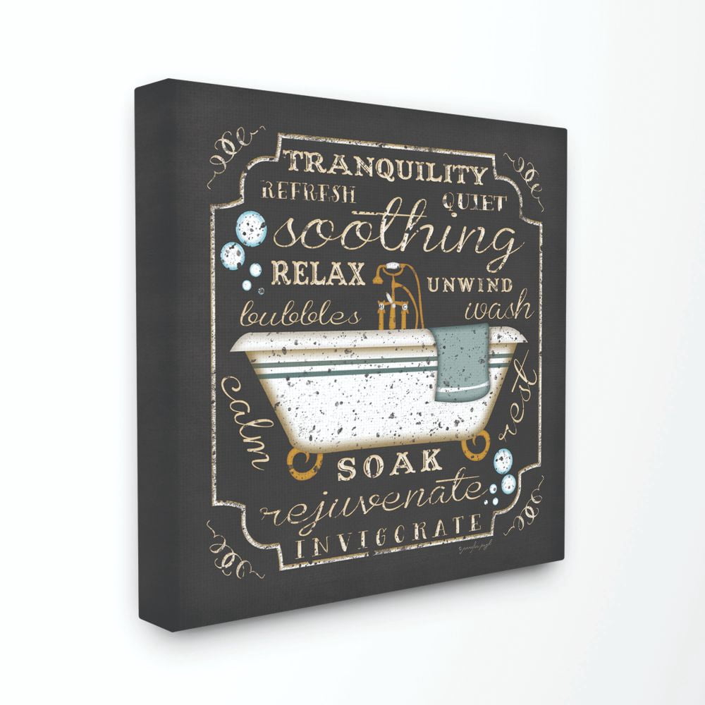 Stupell IndustriesTranquility Tub Icon Textual Bathroom Art Canvas Wall Art by Jennifer Pugh