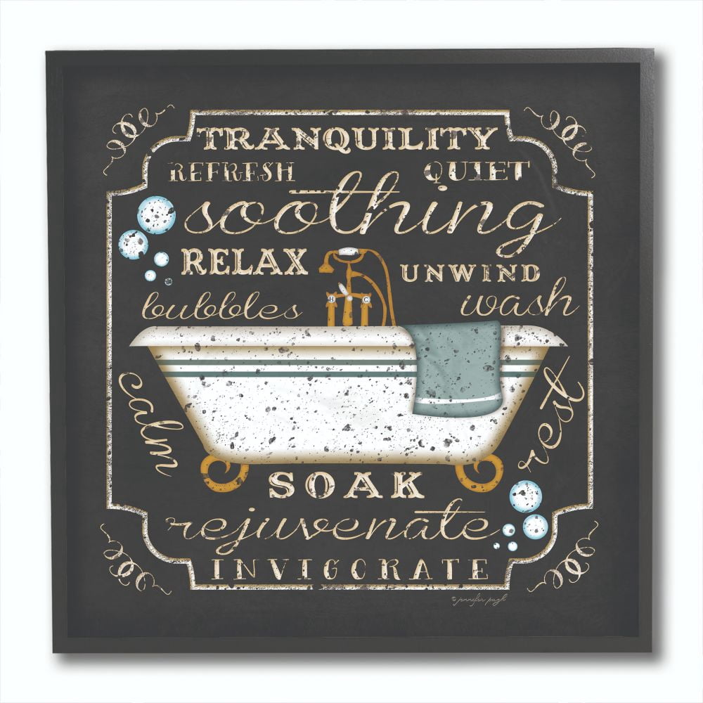 Stupell IndustriesTranquility Tub Icon Textual Bathroom Art Framed Wall Art by Jennifer Pugh