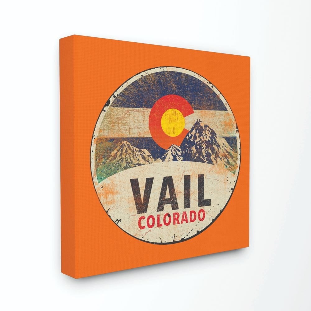 Stupell IndustriesVail Colorado Vintage SignCanvas Wall Art by Jim Baldwin