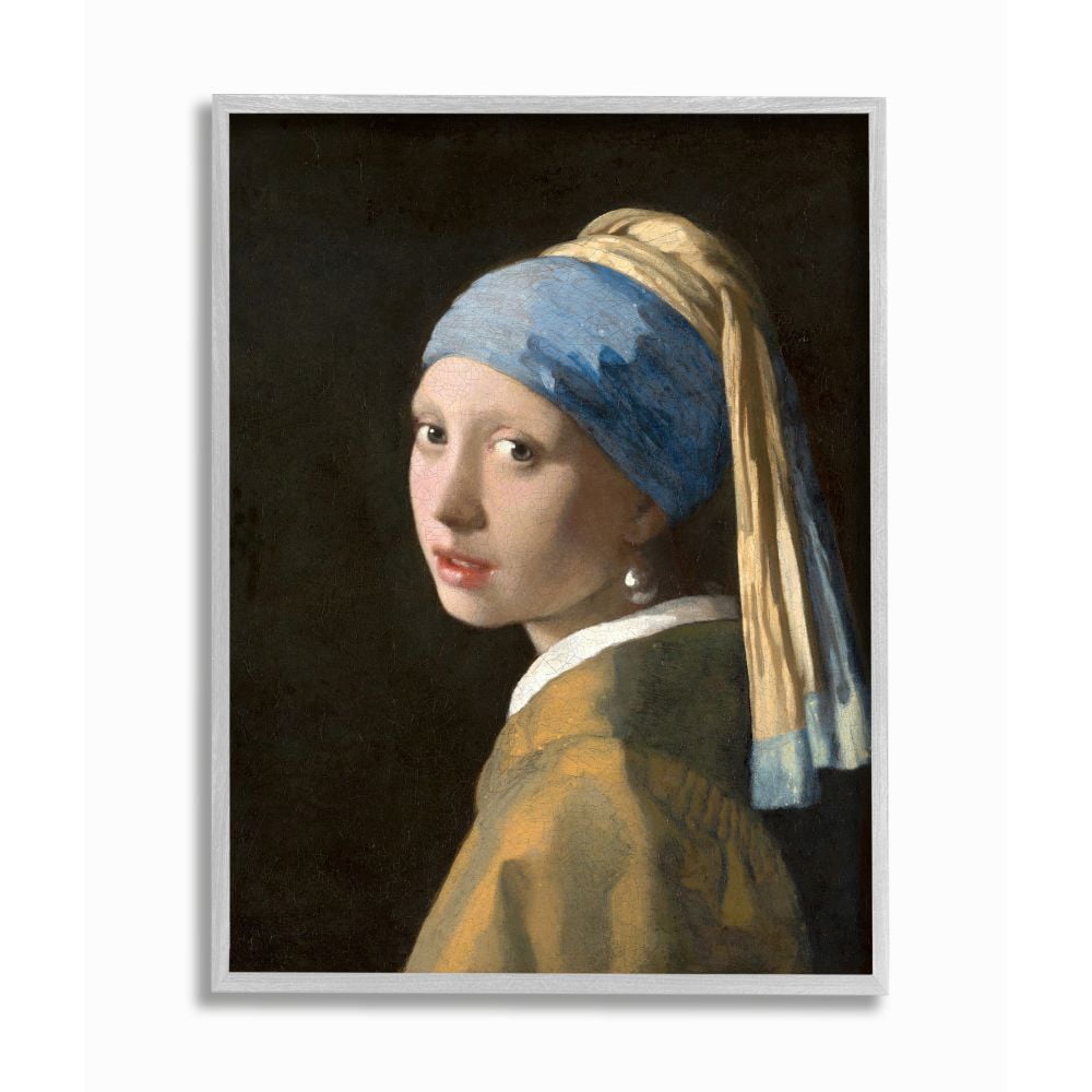 Stupell IndustriesVermeer Girl With A Pearl Earring Classical Portrait PaintingFramed Wall Art by Johannes Vermeer