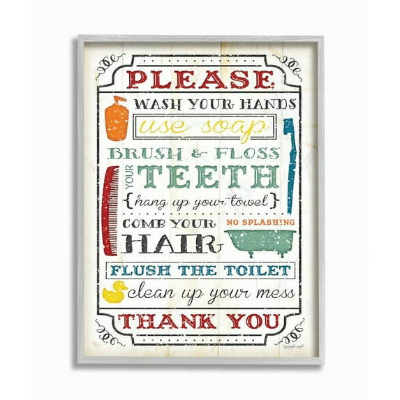 Stupell IndustriesWash Your Hands Framed Wall Art by Jennifer Pugh