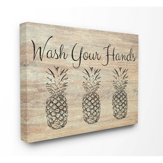 Stupell IndustriesWash Your Hands Pineapple Canvas Wall Art by Linda Woods