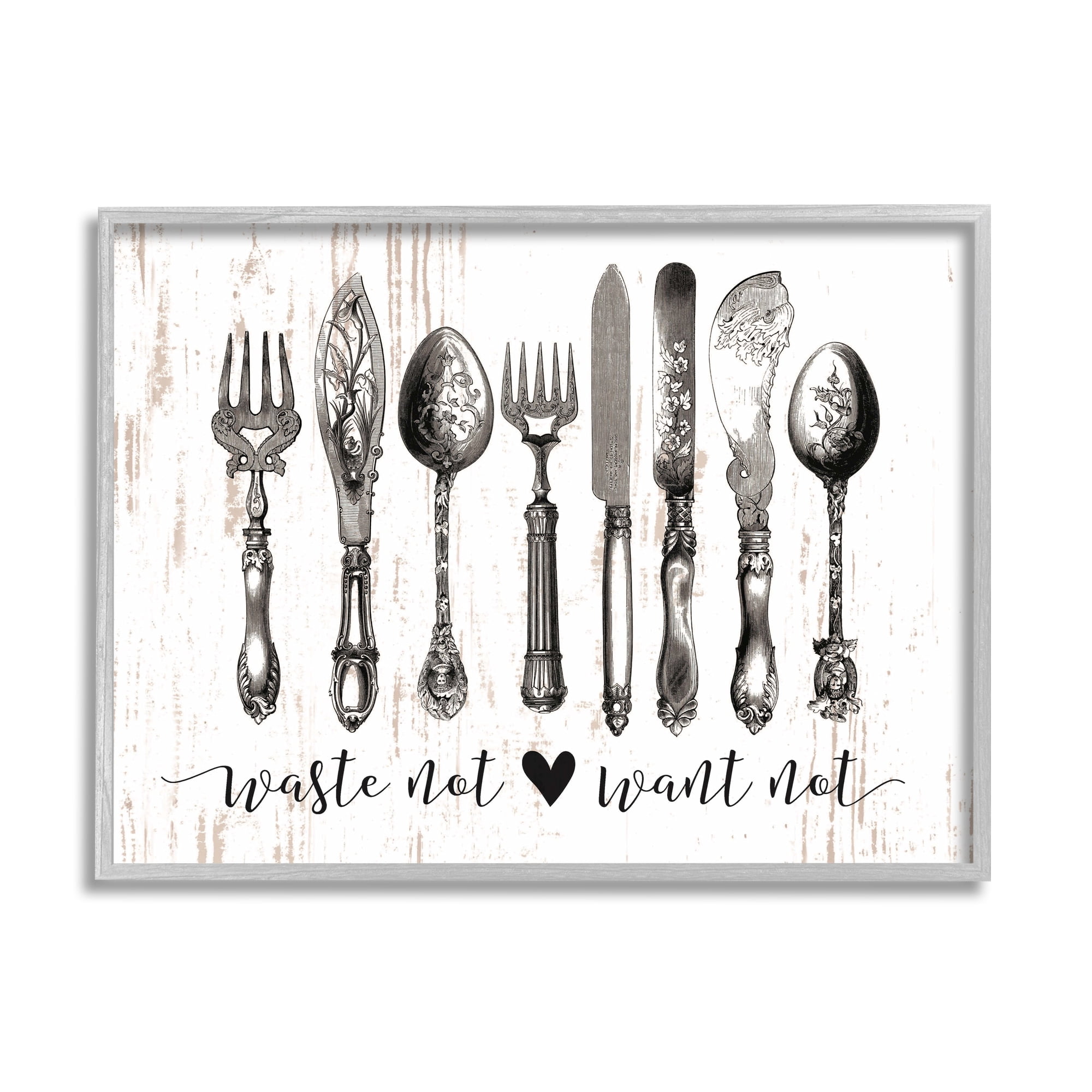 Stupell IndustriesWaste Not Want Not Silverware DrawingFramed Wall Art by Lettered and Lined