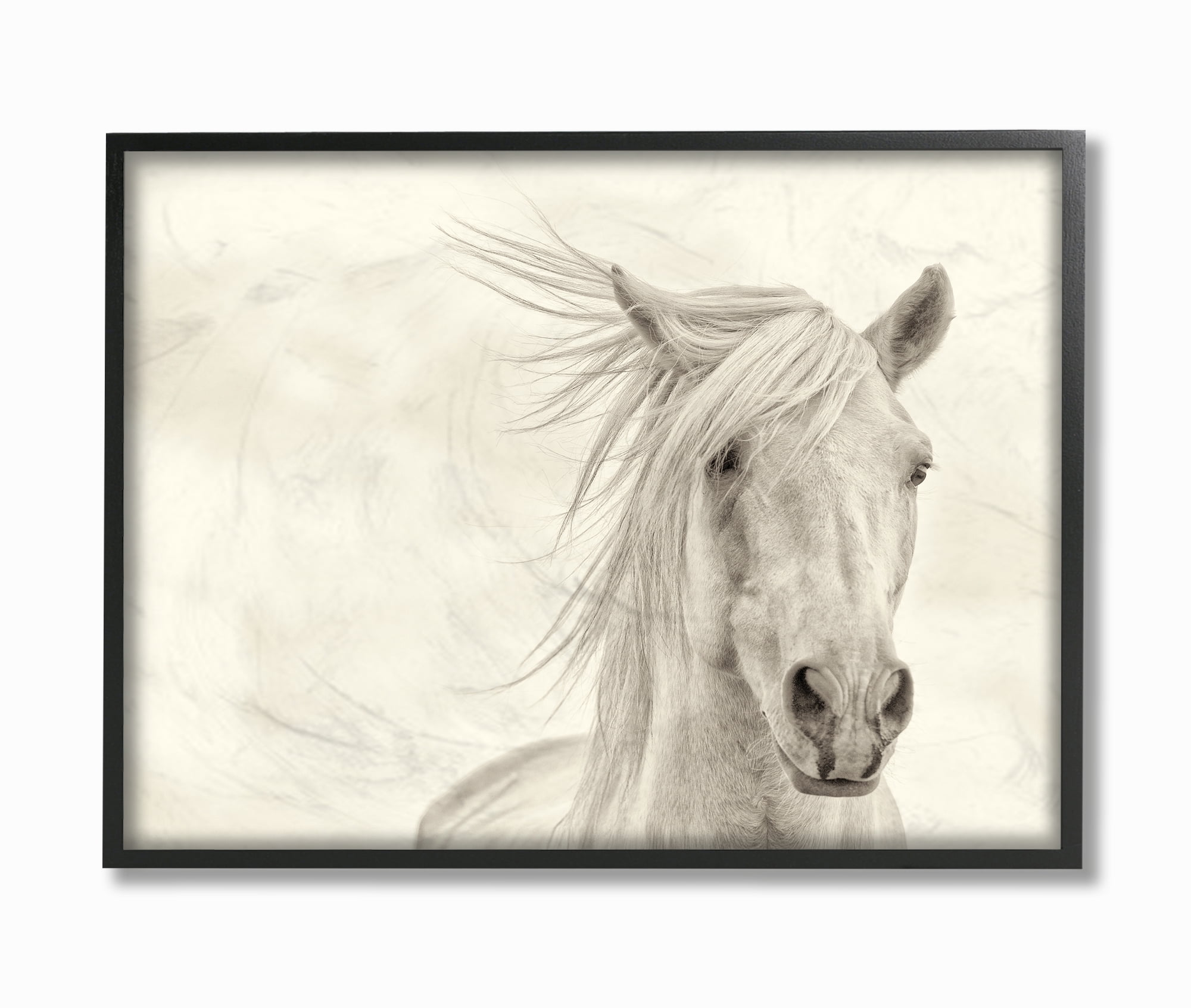 White Horse Abstract Canvas Print with Black Frame, 11 x 14