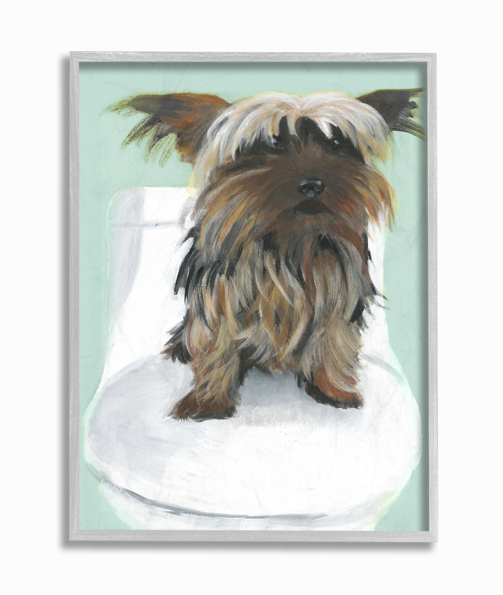 Stupell IndustriesYorkie In The Bathroom IllustrationFramed Wall Art by Daphne Polselli