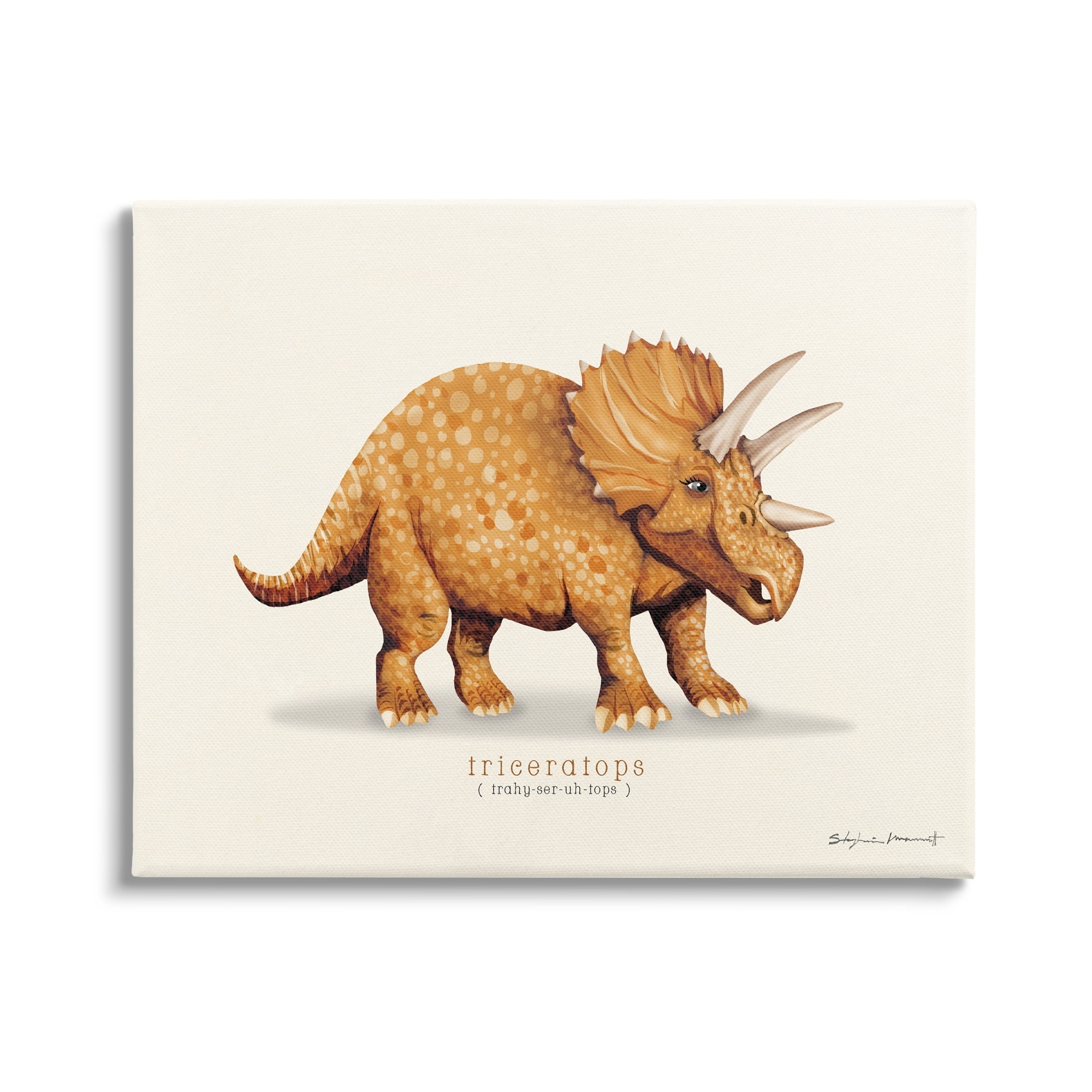 Stupell Informative Triceratops Dinosaur Animals & Insects Painting Gallery Wrapped Canvas Print Wall Art