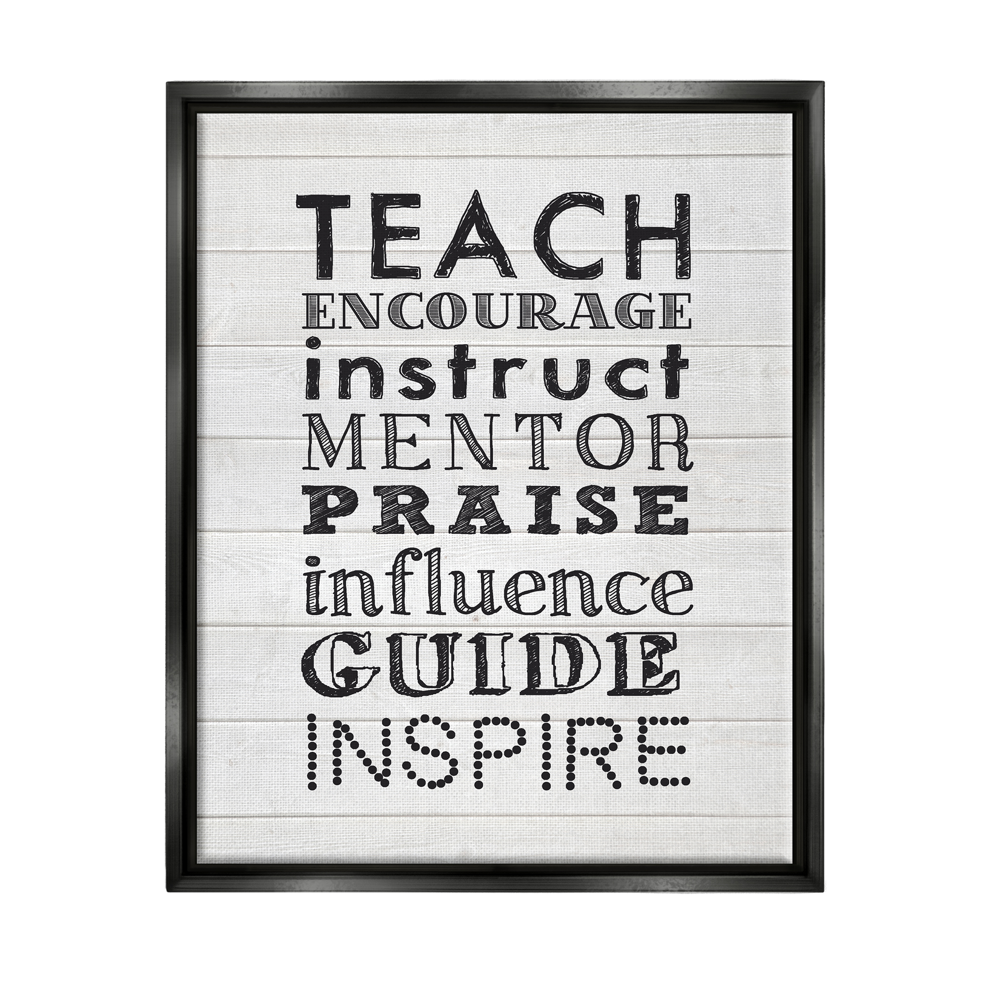 Stupell Inspirational Teacher Classroom List Inspirational Painting Black Floater Framed Art Print Wall Art
