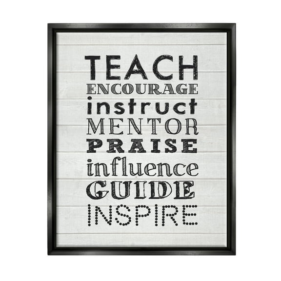 Stupell Inspirational Teacher Classroom List Inspirational Painting Black Floater Framed Art Print Wall Art