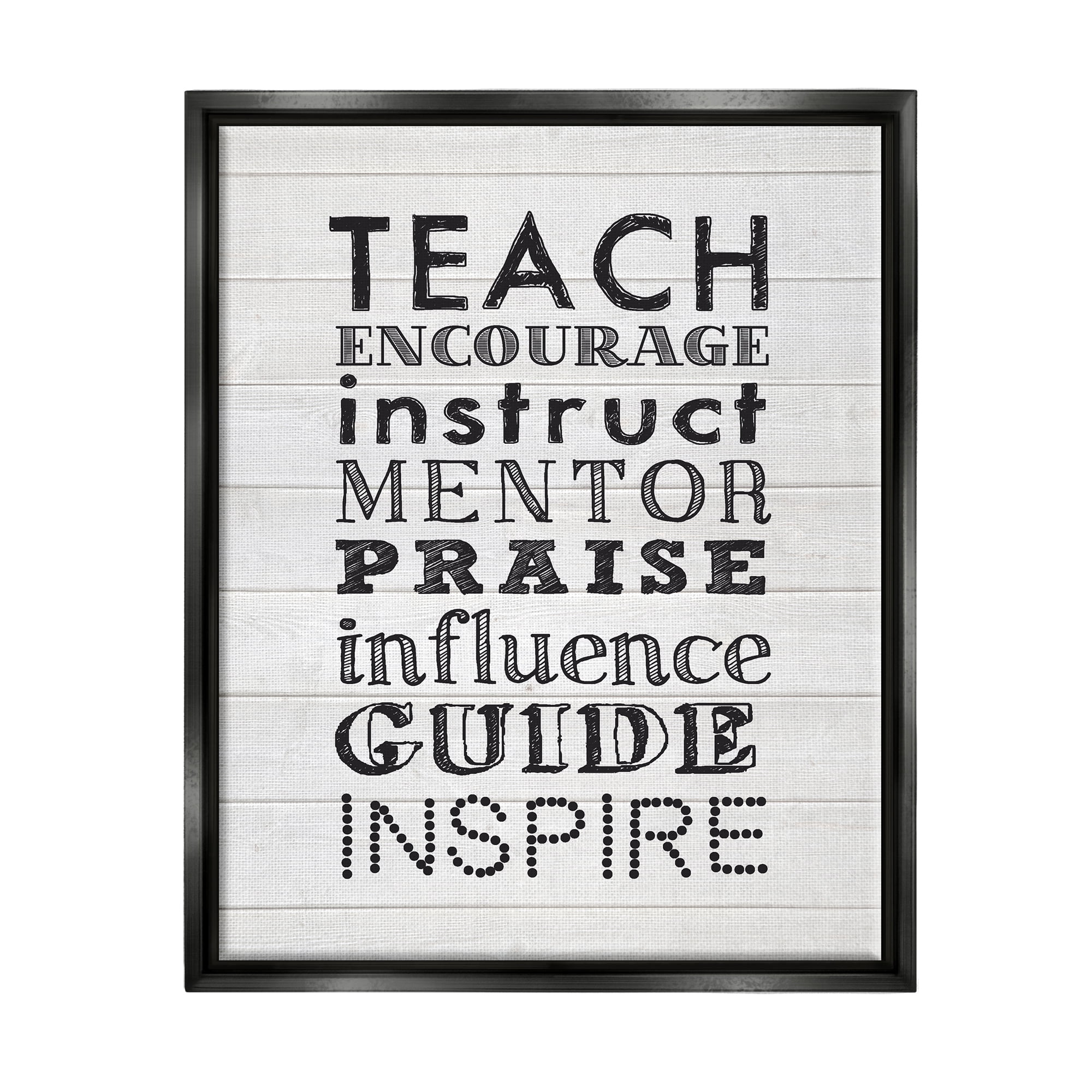Stupell Inspirational Teacher Classroom List Inspirational Painting Black Floater Framed Art Print Wall Art