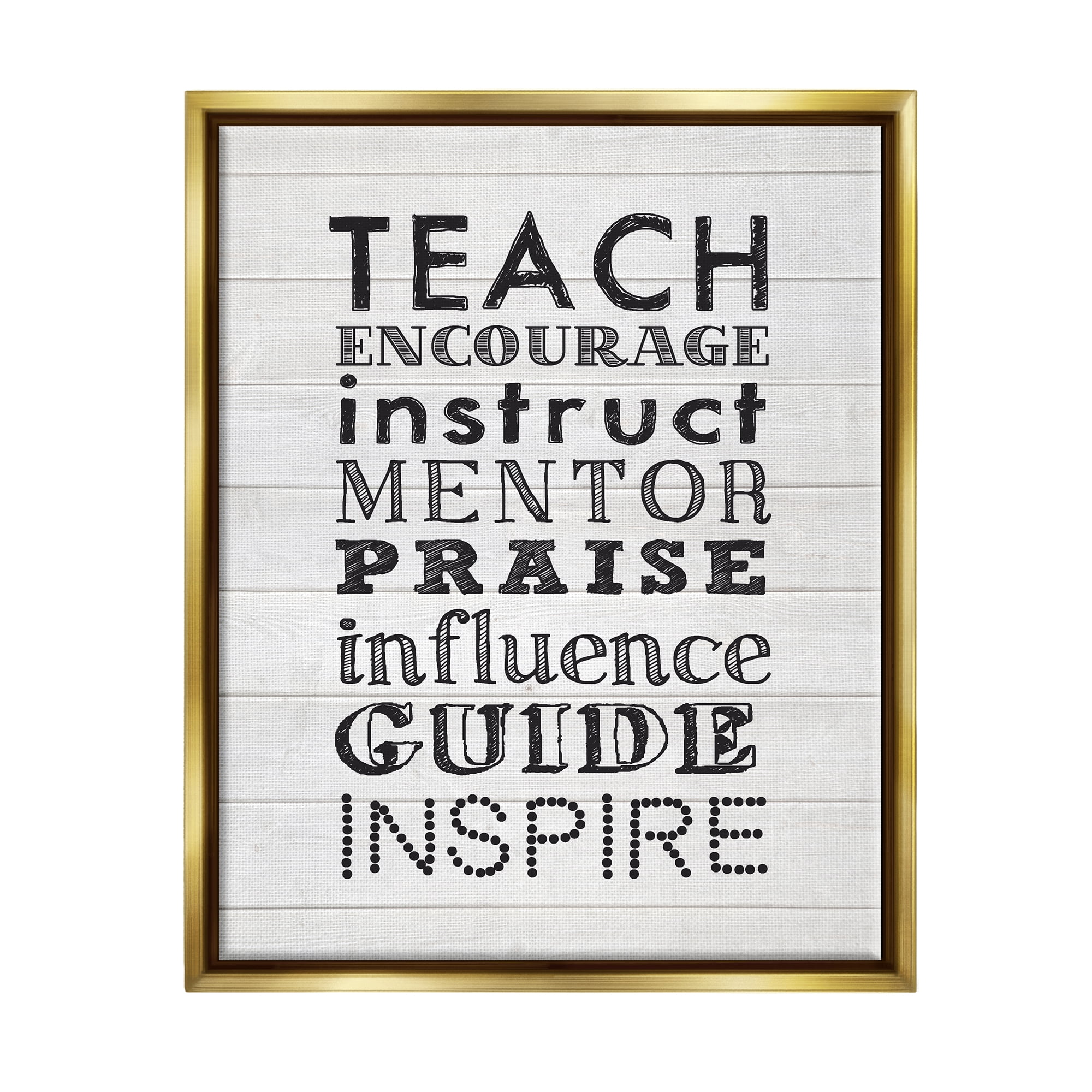 Stupell Inspirational Teacher Classroom List Inspirational Painting Gold Floater Framed Art Print Wall Art