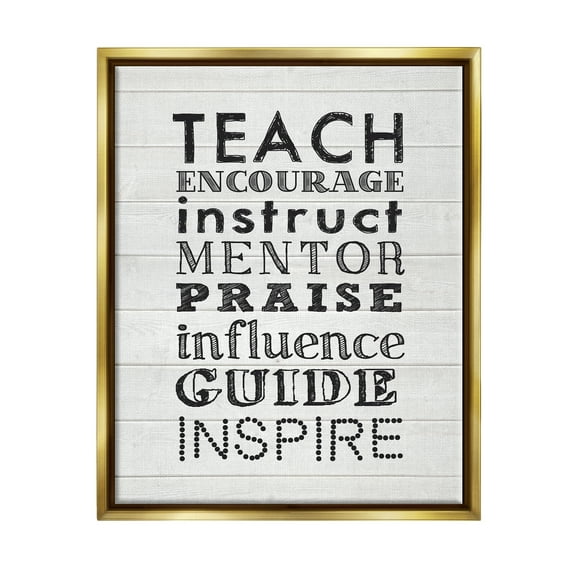 Stupell Inspirational Teacher Classroom List Inspirational Painting Gold Floater Framed Art Print Wall Art