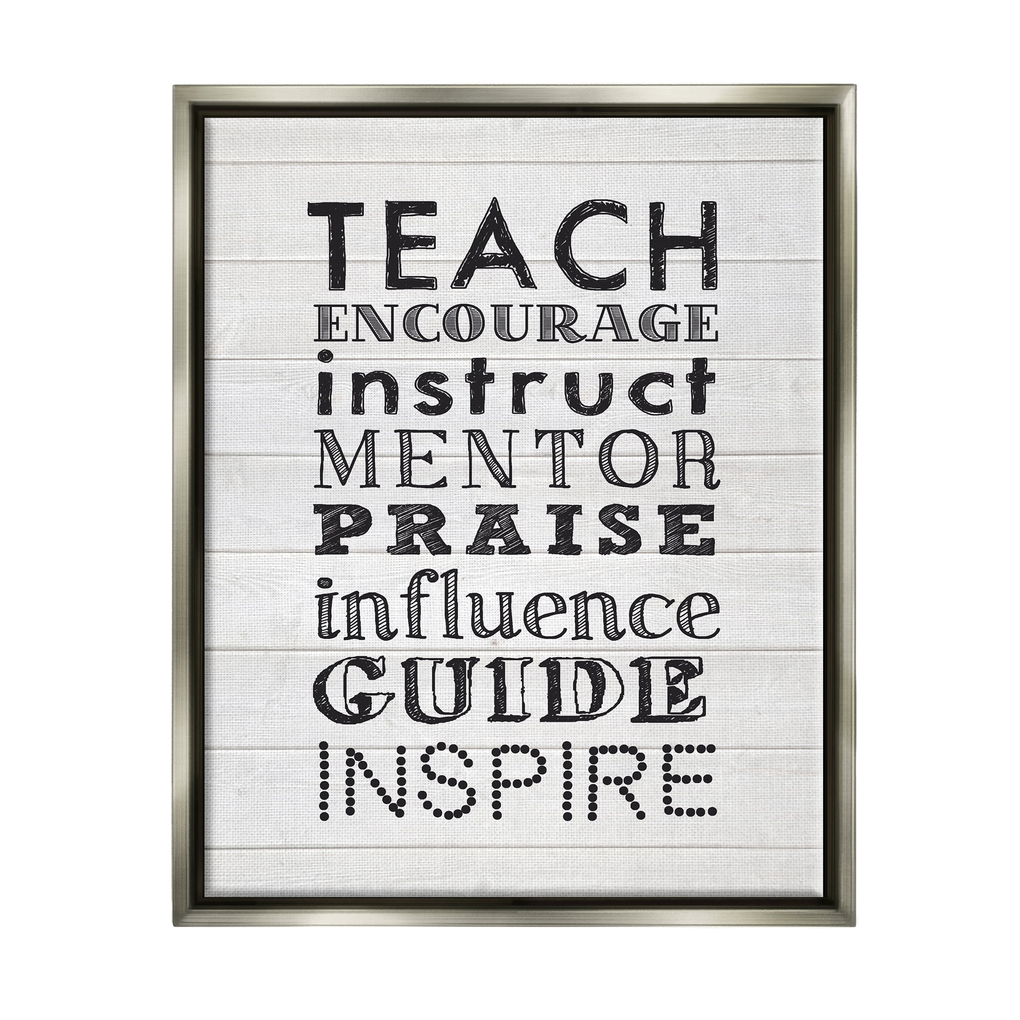 Stupell Inspirational Teacher Classroom List Inspirational Painting Gray Floater Framed Art Print Wall Art