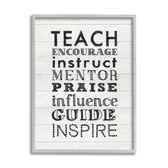 Stupell Inspirational Teacher Classroom List Inspirational Painting Gray Framed Art Print Wall Art