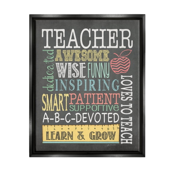 Stupell Inspiring Teacher Appreciation List Inspirational Painting Black Floater Framed Art Print Wall Art