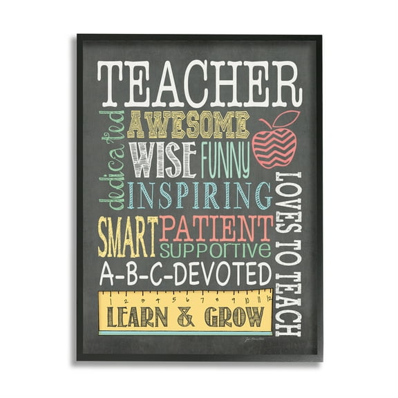 Stupell Inspiring Teacher Appreciation List Inspirational Painting Black Framed Art Print Wall Art