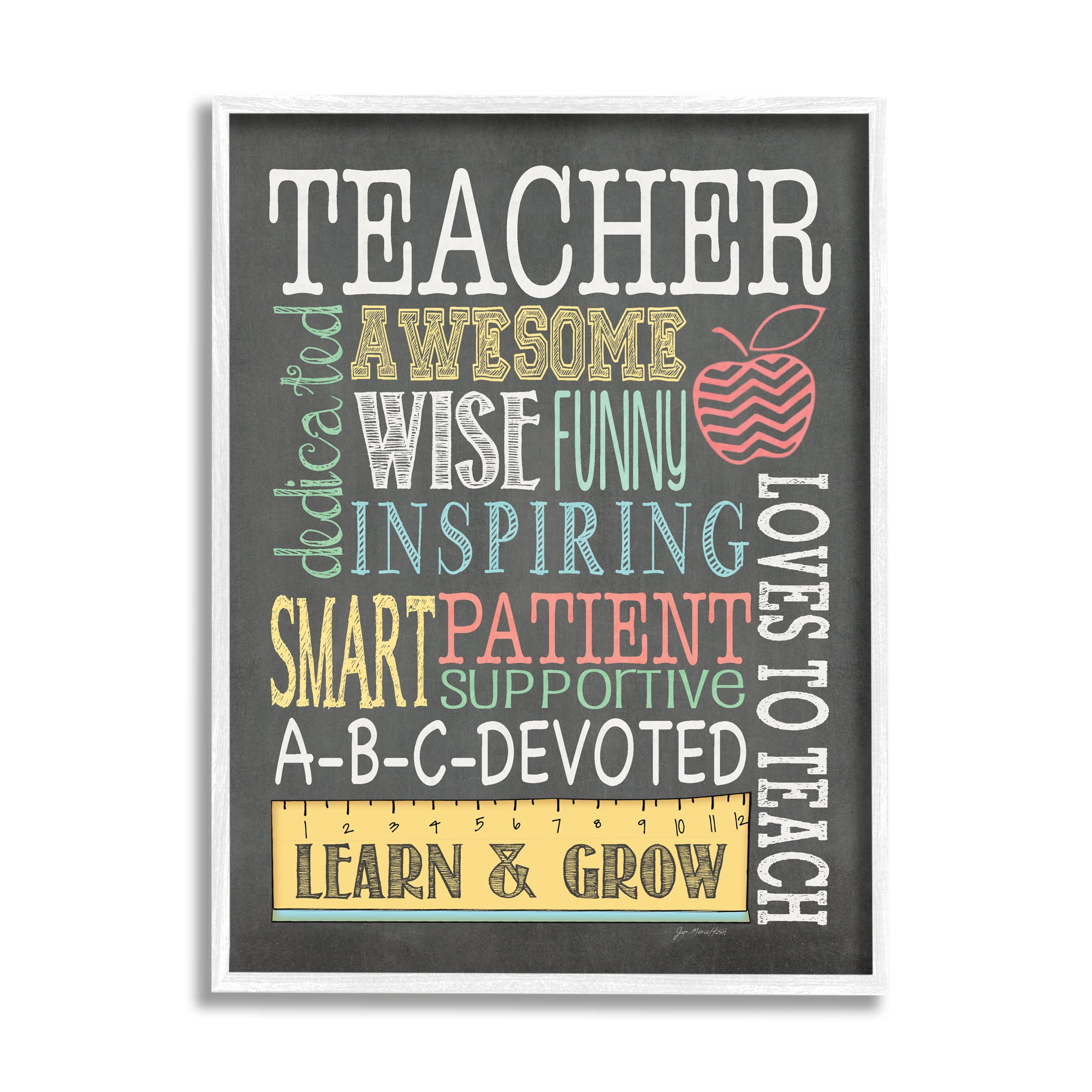 Stupell Inspiring Teacher Appreciation List Inspirational Painting White Framed Art Print Wall Art