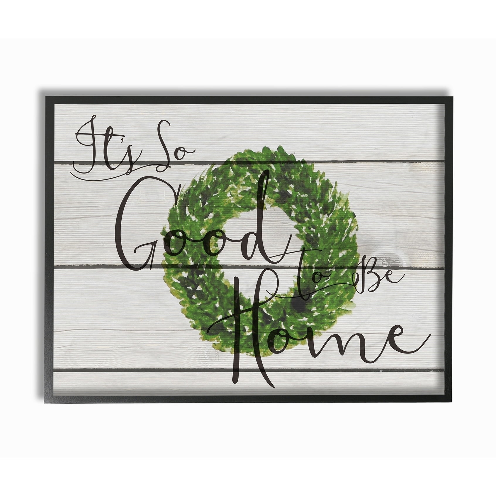 Stupell  Its So Good To Be Home Boxwood Wreath Framed Giclee Texturized Art 11 x 14