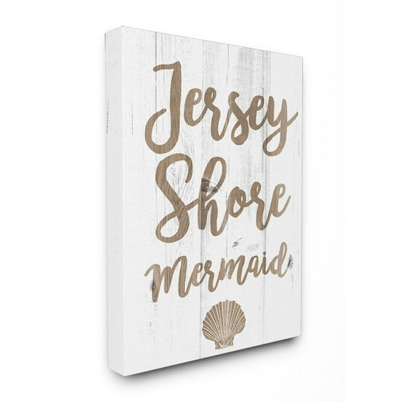 Stupell Jersey Shore Mermaid Wood Look Stretched Canvas Wall Art 16 x 20