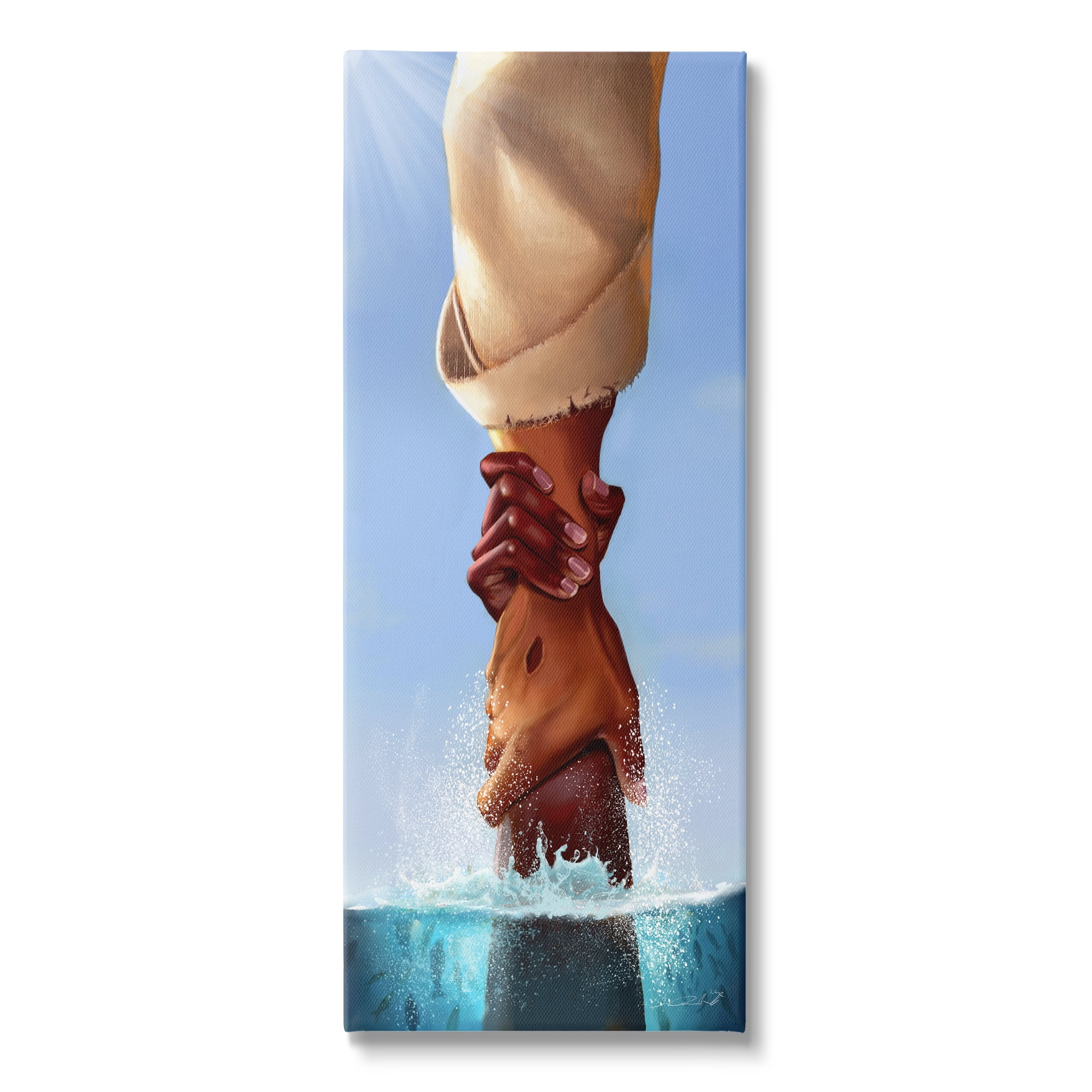 Stupell Jesus Holding On Spiritual Hands Religious Painting Gallery Wrapped Canvas Print Wall Art