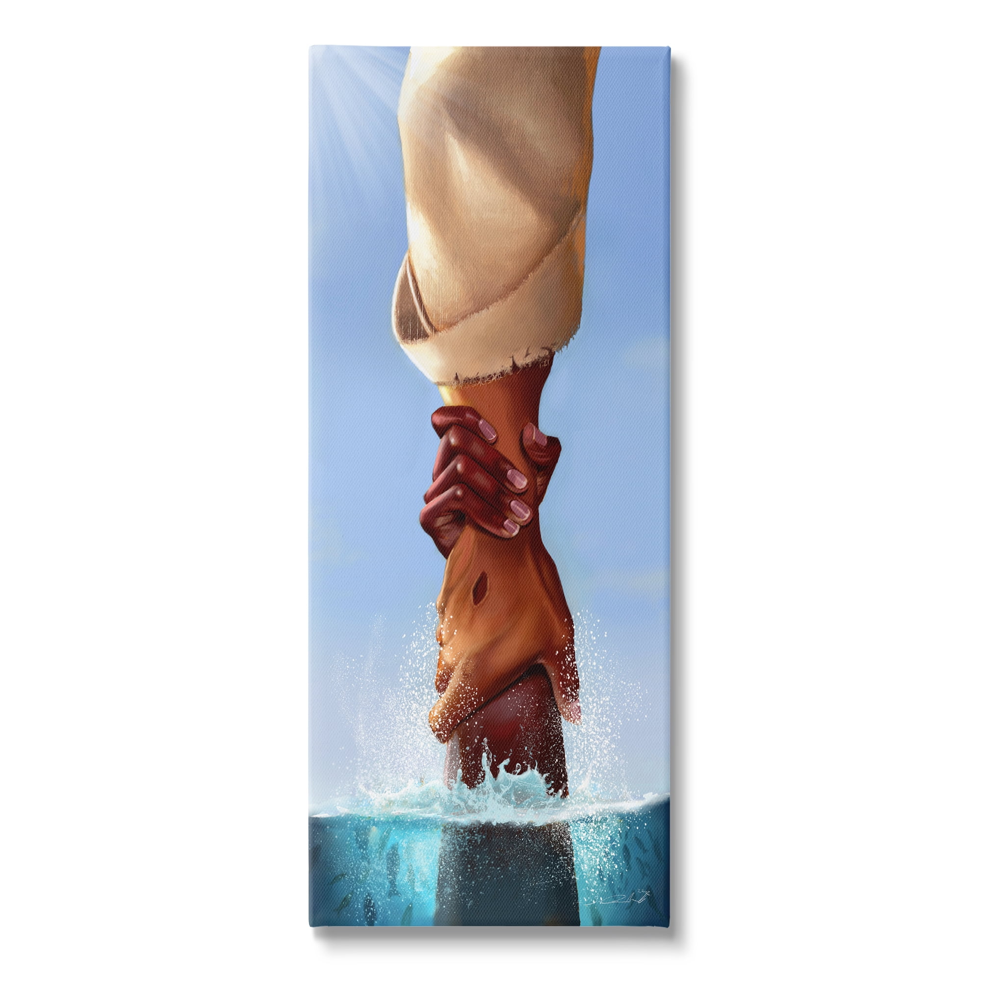 Stupell Jesus Holding On Spiritual Hands Religious Painting Gallery Wrapped Canvas Print Wall Art