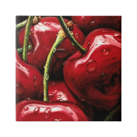 Stupell Juicy Red Cherries Close Up Food & Beverage Painting Gallery Wrapped Canvas Print Wall Art