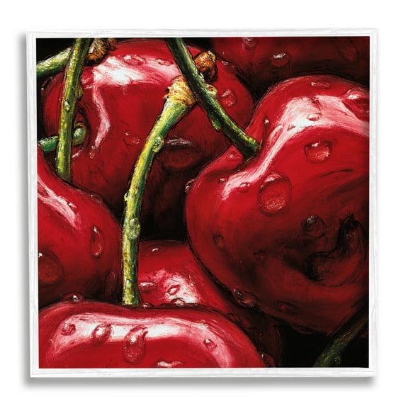 Stupell Juicy Red Cherries Close Up Food & Beverage Painting White Framed Art Print Wall Art