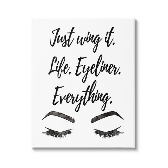 Stupell Just Wing It Eyeliner Makeup Phrase Beauty & Fashion Painting Gallery Wrapped Canvas Print Wall Art