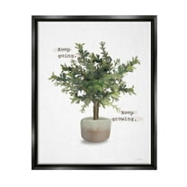 Stupell Keep Going & Growing Potted Plant Botanical & Floral Painting Black Floater Framed Art Print Wall Art