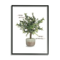 Stupell Keep Going & Growing Potted Plant Botanical & Floral Painting Black Framed Art Print Wall Art